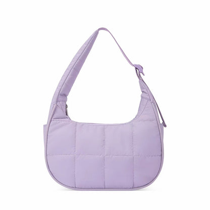 Bolso de nailon de gran capacidad para mujer, bolso de hombro versátil, bolso de seda y algodón de color liso, bolso acolchado tipo hobo 