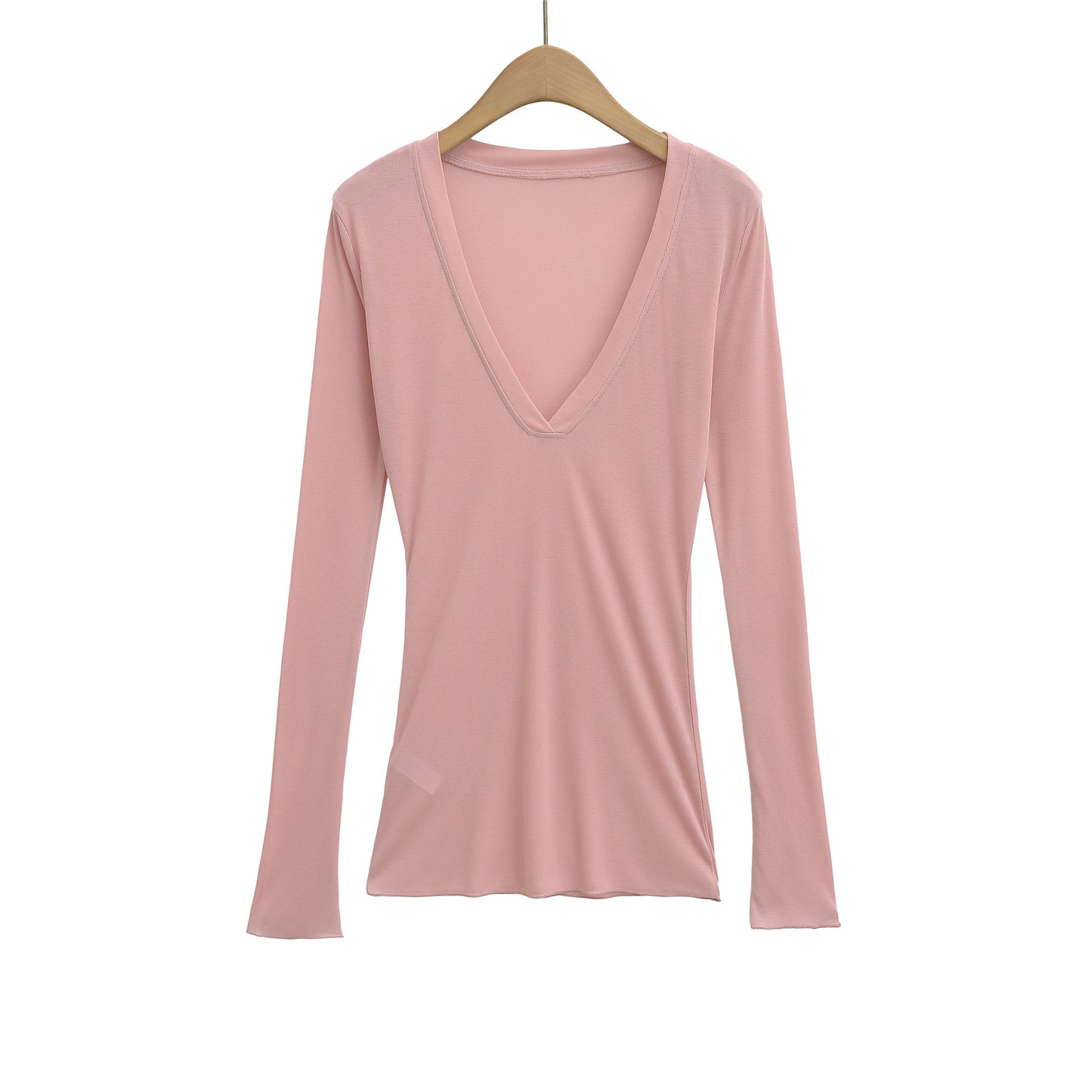 Deep V Neck Sheer T-Shirt