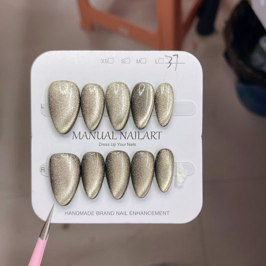 1027- Uñas postizas hechas a mano, de presión, removibles