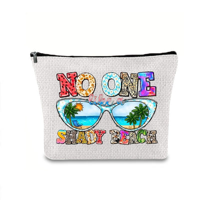 Linen printed cosmetic bag, cosmetic lipstick storage bag, small simple zipper evening clutch bag,