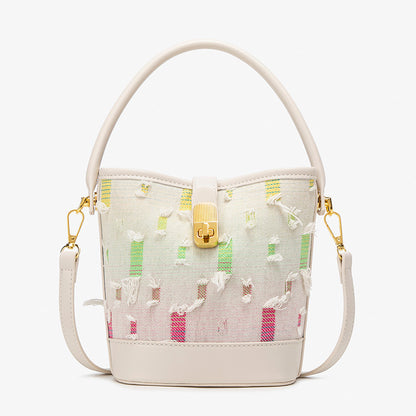 Fashion casual bucket bag, simple handbag, small tote bag, versatile commuter shoulder Crossbody bag