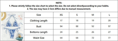 Hemming contrasting print strap sexy bikini split swimsuit Batwing Short Sleeve Shirt W Plants Print