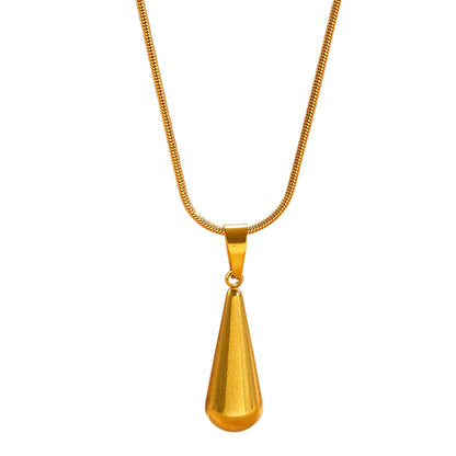 Fashion Luxury Minimalist Stainless Steel Water Drop Pendant Necklace Women Dainty Clavicle Chain