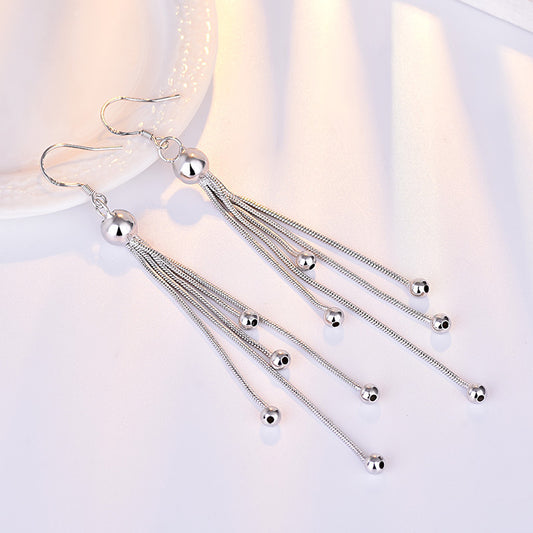 Long Beaded Fringe Earrings