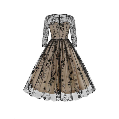 Vestido midi ajustado con panel de malla