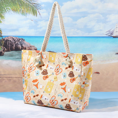 Bolso de playa estampado, bolso bandolera informal de gran capacidad, bolso de viaje de verano sencillo y moderno, ligero 