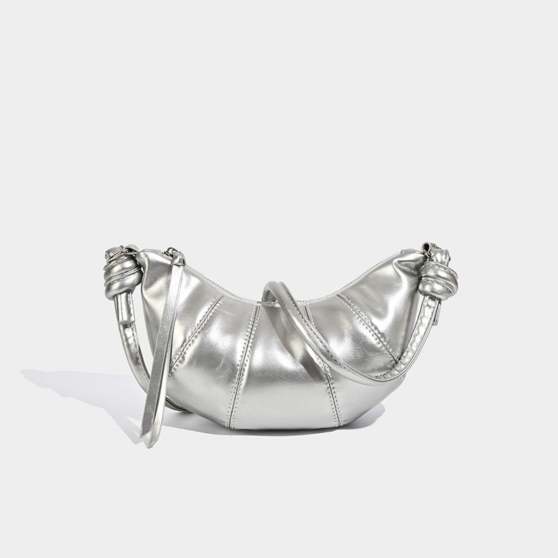 Small crossbody croissant bag, spring and summer girls casual simple solid color crossbody bag, daily commuting small shoulder bag