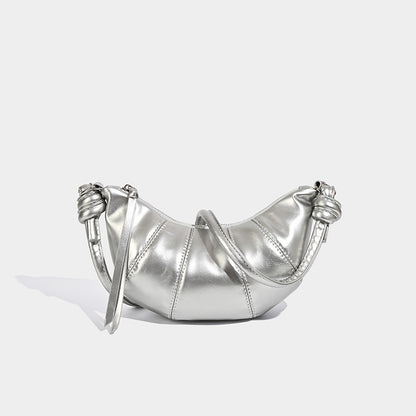 Small crossbody croissant bag, spring and summer girls casual simple solid color crossbody bag, daily commuting small shoulder bag