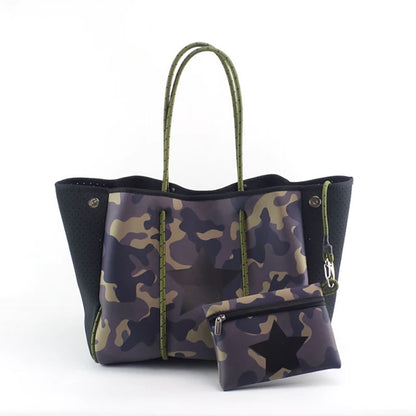 Neoprene Perforated Tote Set – Mother-Child Beach Bag, Water-Resistant Gym & Swim Duffle