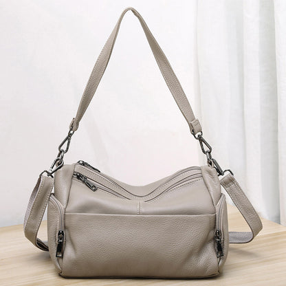 Elegante bolso de hombro de piel auténtica – Bolso bandolera y bolso de hombro estilo mamá 
