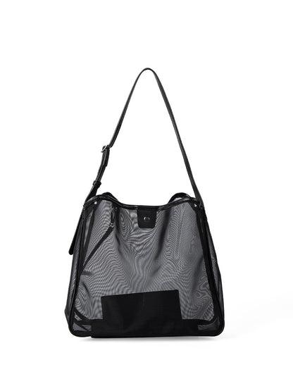 Mesh commuter tote bag, large capacity stylish hobo bag, fashionable versatile shoulder bag