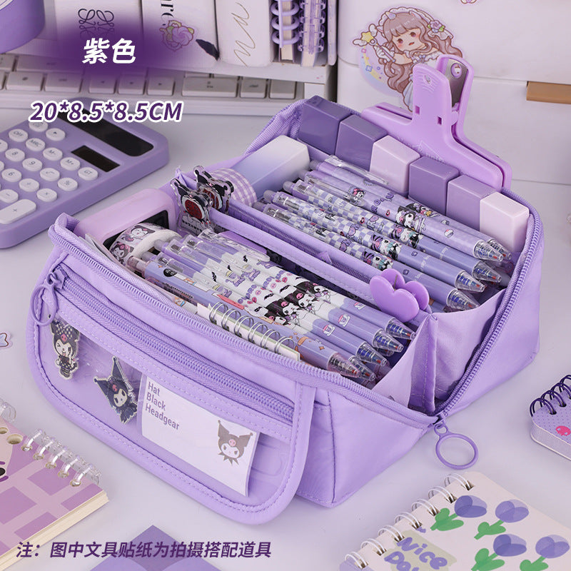 Girls Heart Prism Pencil Case, Large Capacity Elementary School Stationery Box, Girls Stationery Bag, Multifunctional Pencil Case