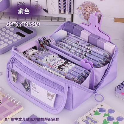 Girls Heart Prism Pencil Case, Large Capacity Elementary School Stationery Box, Girls Stationery Bag, Multifunctional Pencil Case