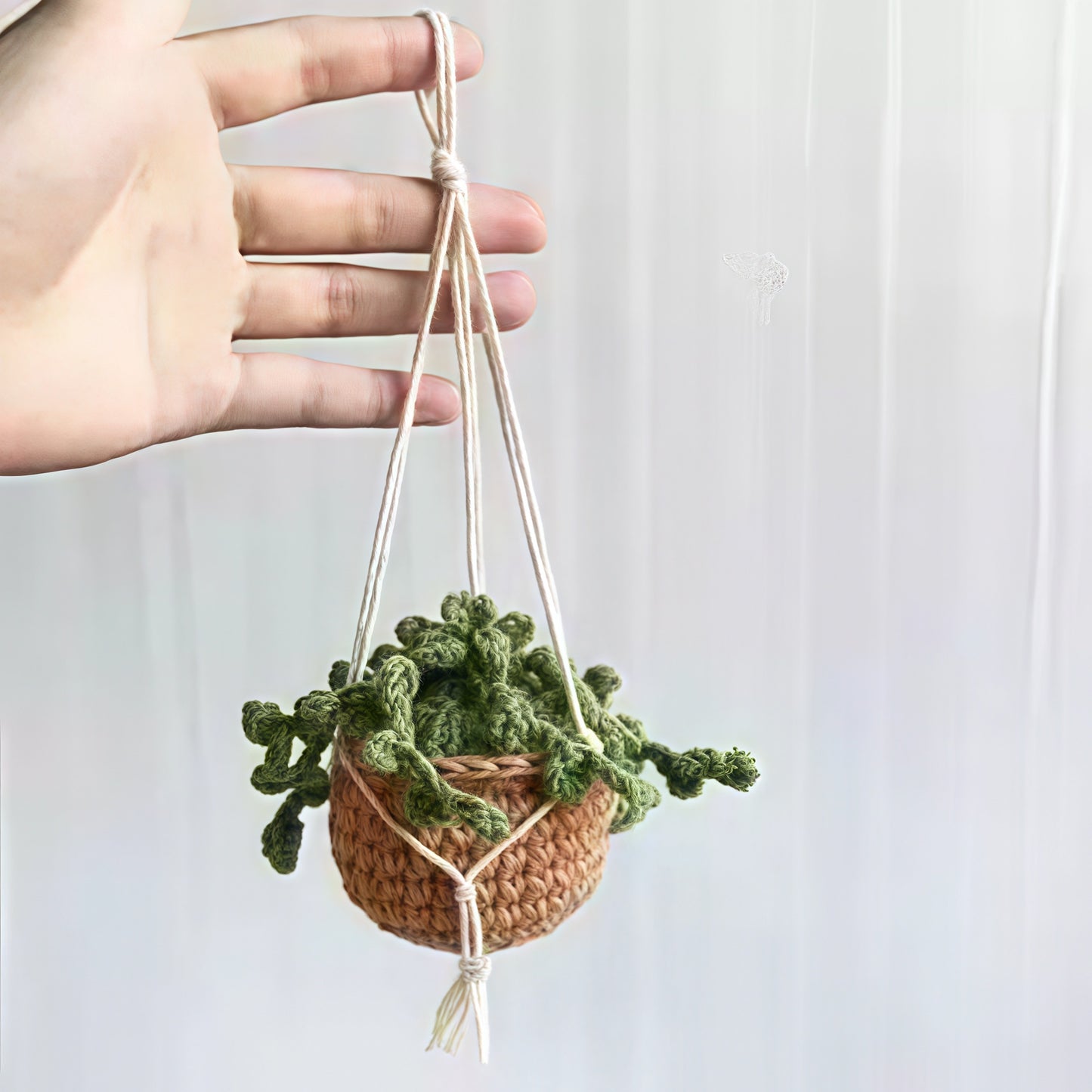 Colgante de planta de coche Decoración de coche Colgante de espejo retrovisor Lana creativa en el coche