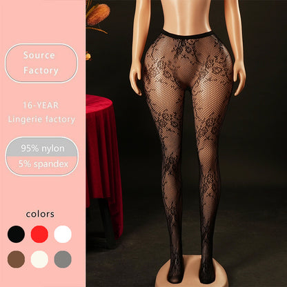 Erotic Pantyhose Fishnet Stockings Nightclub Sexy Floral Jacquard Pure Desire Flirting Hollow Out