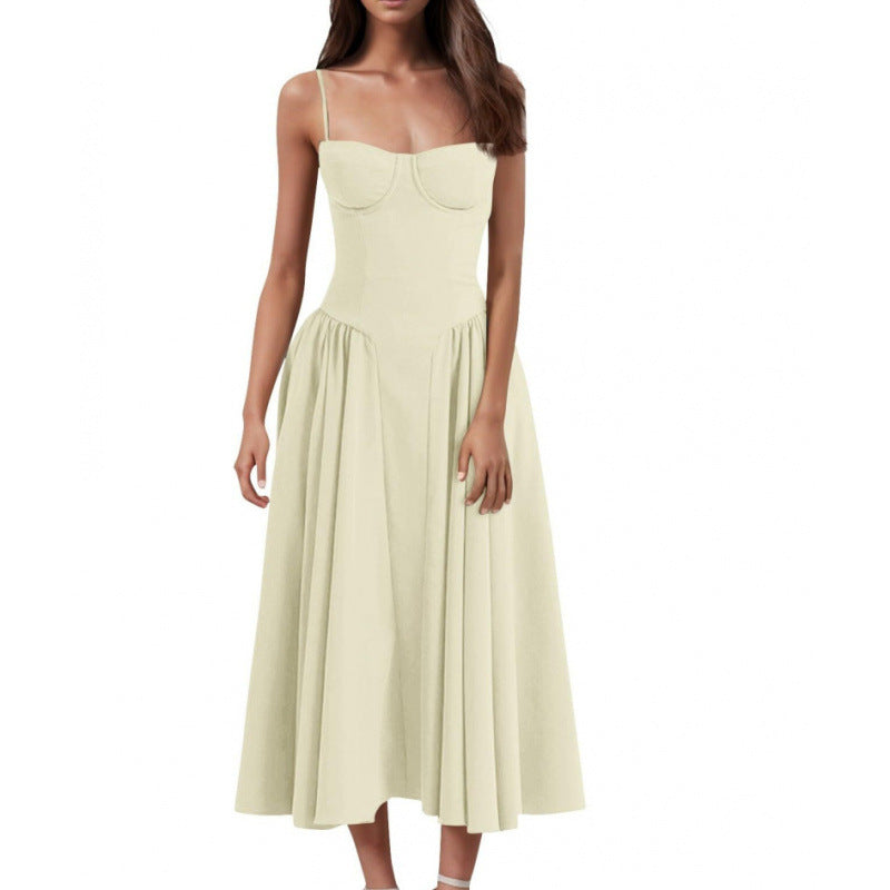Women's French Elegant Retro Style Dopamine Wear Suspender Dress Women
