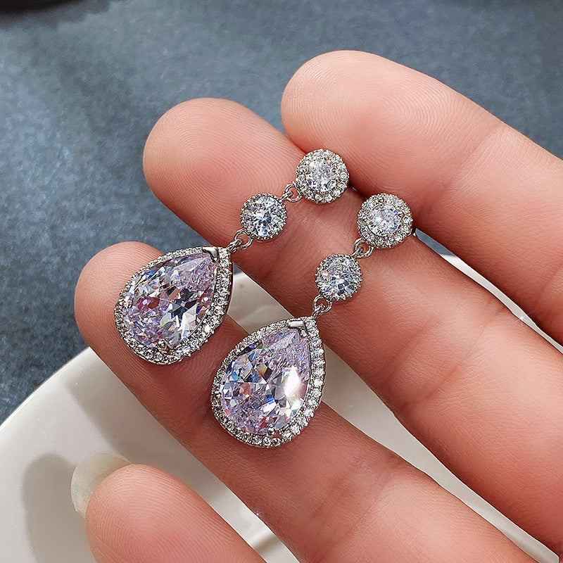 Statement Teardrop Zircon Earrings