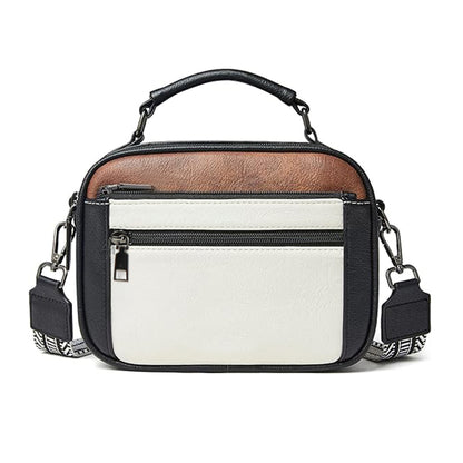 Color matching multifunctional zipper messenger bag, small crossbody square bag, PU shoulder bag adjustment shoulder strap, Crossover Shoulder Bag,Small Crossbody Purse for Women Triple Zip,