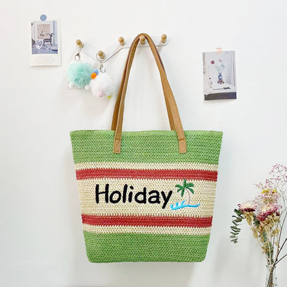 Women’s Straw Woven Shoulder Bag – Paper Rope Tote, Large Beach Shopping Mama Bag