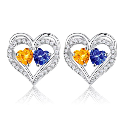 Sterling Silver Birthstone Heart Earrings new