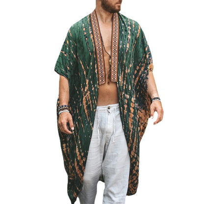 Men¡¯s Summer Beach Sun Protection Shirt ¨C Casual Printed Resort Shirt, Fashion Cape Outerwear