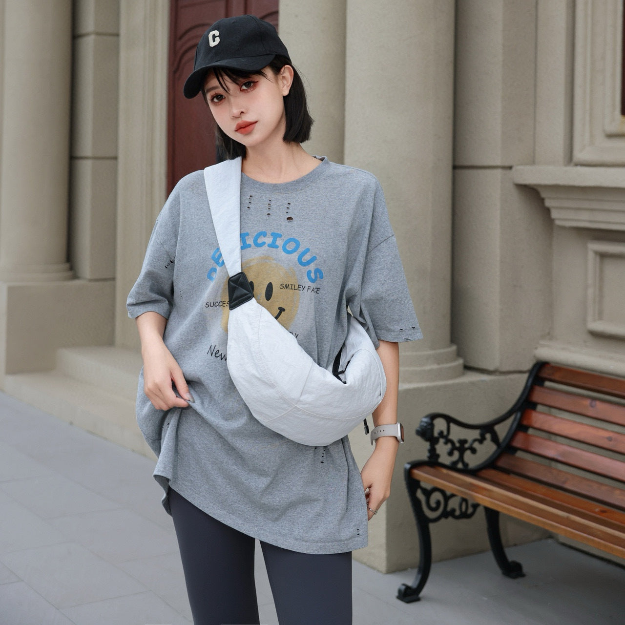 Bolso bandolera informal y versátil de lona, ​​bolso bandolera con correa ancha, bolso tipo dumpling unisex de estilo sencillo, bolso lunar, bolso ligero de tela espacial 