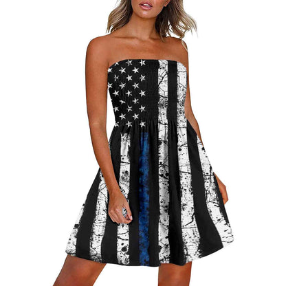 Printed Chest Wrap Dress Summer 3d Dress