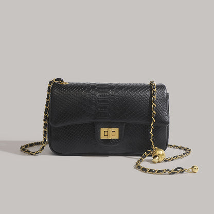 Small square crossbody purse, chain shoulder bag, fashionable snake pattern crossbody small square bag