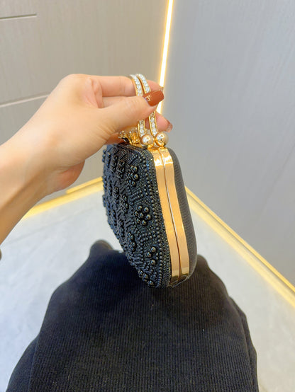 Bolso de mano vintage con perlas, ideal para bodas, eventos nocturnos o cenas. Modelo M4676-089113