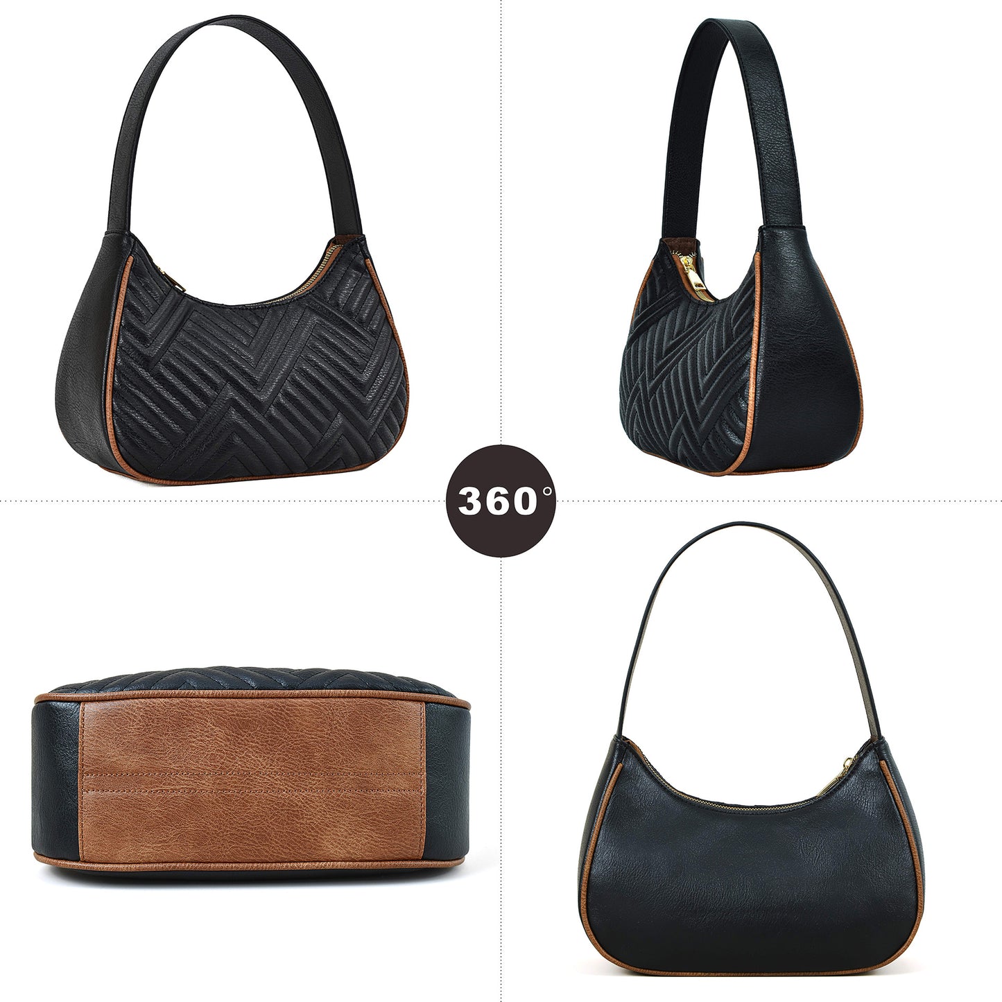 Bolsos de mujer acolchados con bordado de cuadros y abertura en la axila, bolsos hobo de mujer, bolsos hobo pequeños para mujer, 