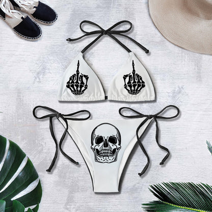 Bikini printed strap swimsuit set backless split swimsuit