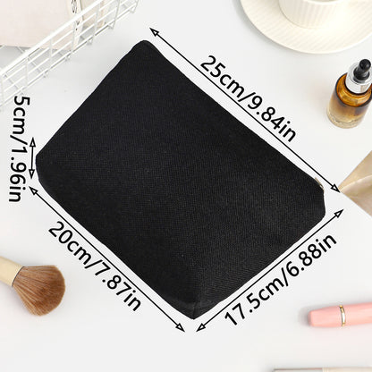 Linen printed cosmetic bag, cosmetic lipstick storage bag, small simple zipper evening clutch bag,