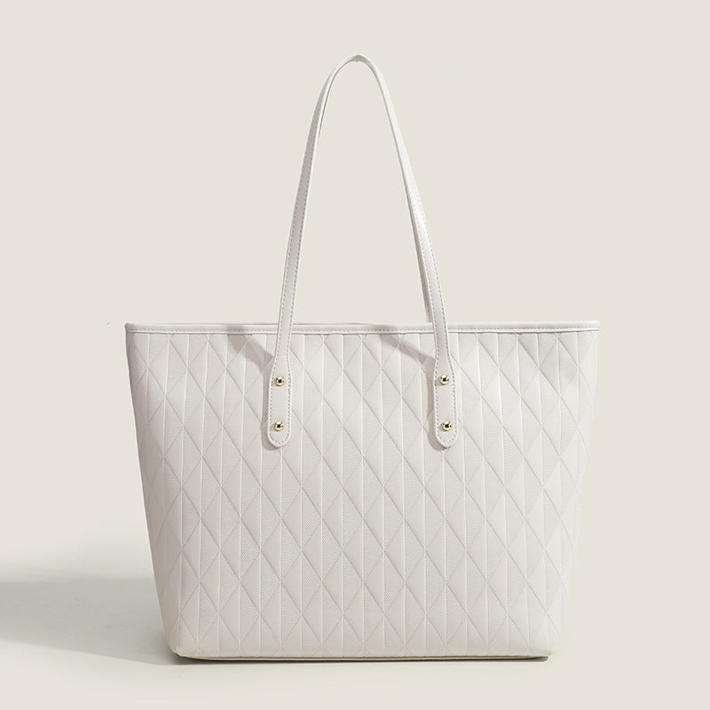 Women top handle purse, large capacity student tote bag, fashion handbag, texture solid color versatile shoulder bag