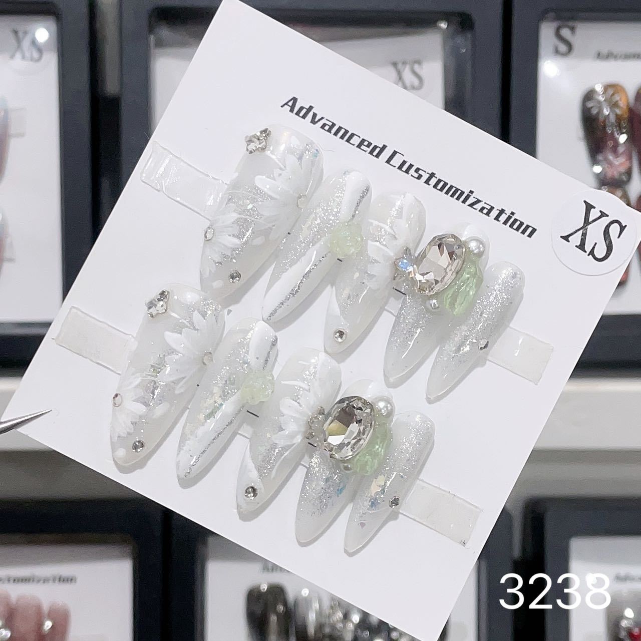 1025- Uñas postizas hechas a mano, de presión, removibles