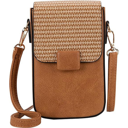 Bolso de mujer informal vertical para móvil, bolso bandolera pequeño de paja, bolso cruzado de moda 