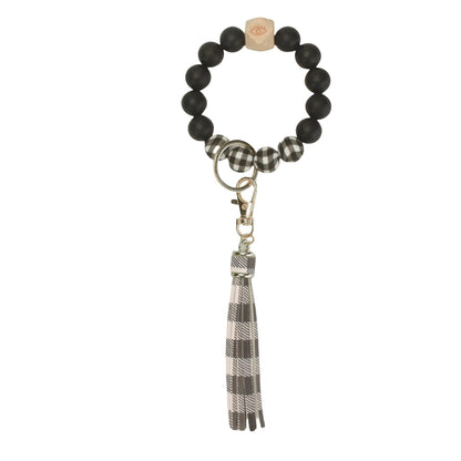 Llavero con borla de PU para bolso de mujer, llavero de silicona con cuentas, pulsera, llavero de coche, bonito soporte para mujeres y niñas. 