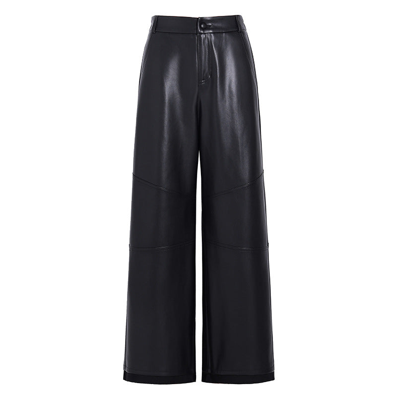 High-Waist Faux Leather Wide Leg Pants