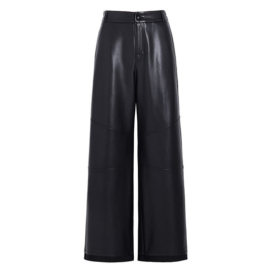High-Waist Faux Leather Wide Leg Pants