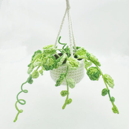 Colgante de planta de coche Decoración de coche Colgante de espejo retrovisor Lana creativa en el coche