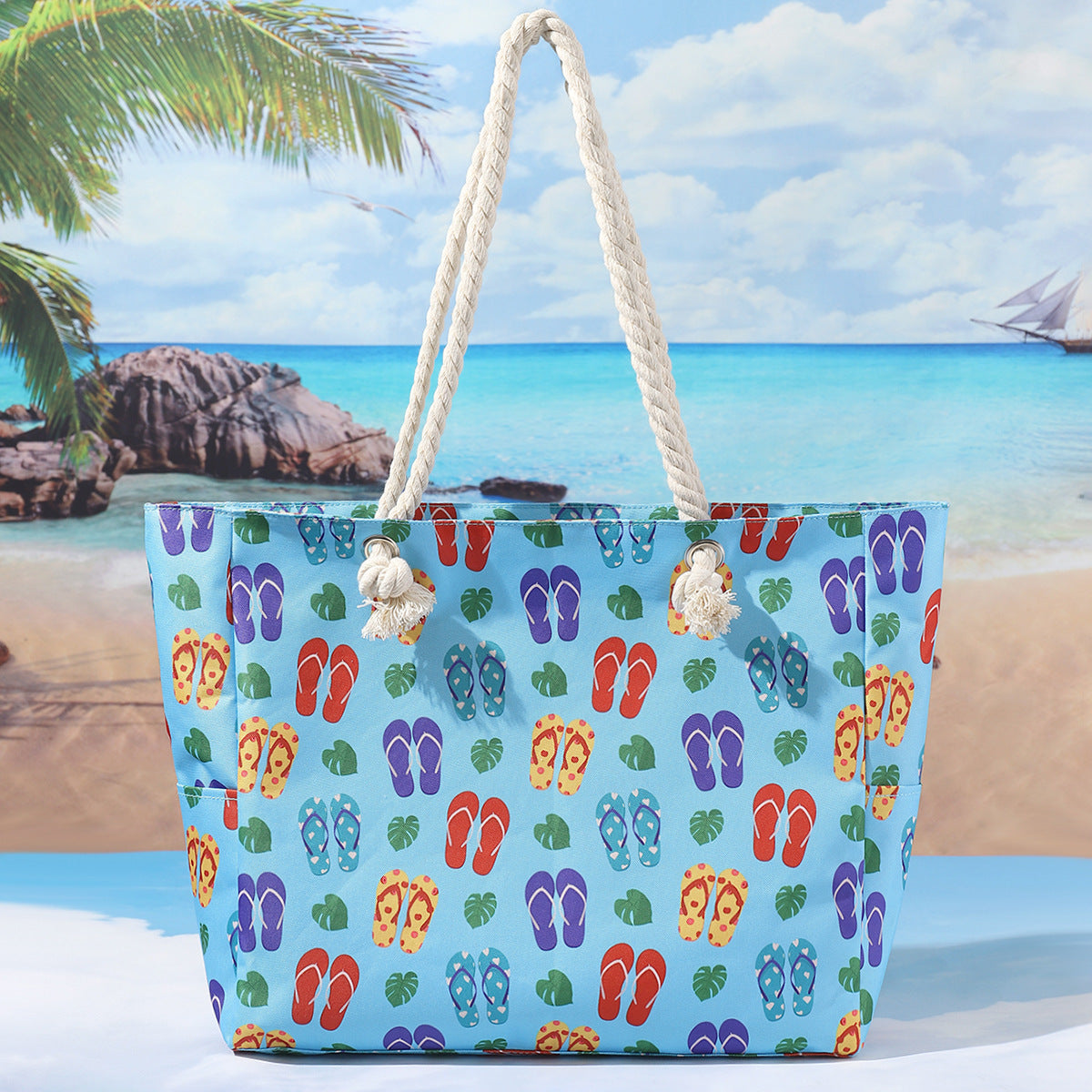 Bolso de playa estampado, bolso bandolera informal de gran capacidad, bolso de viaje de verano sencillo y moderno, ligero 