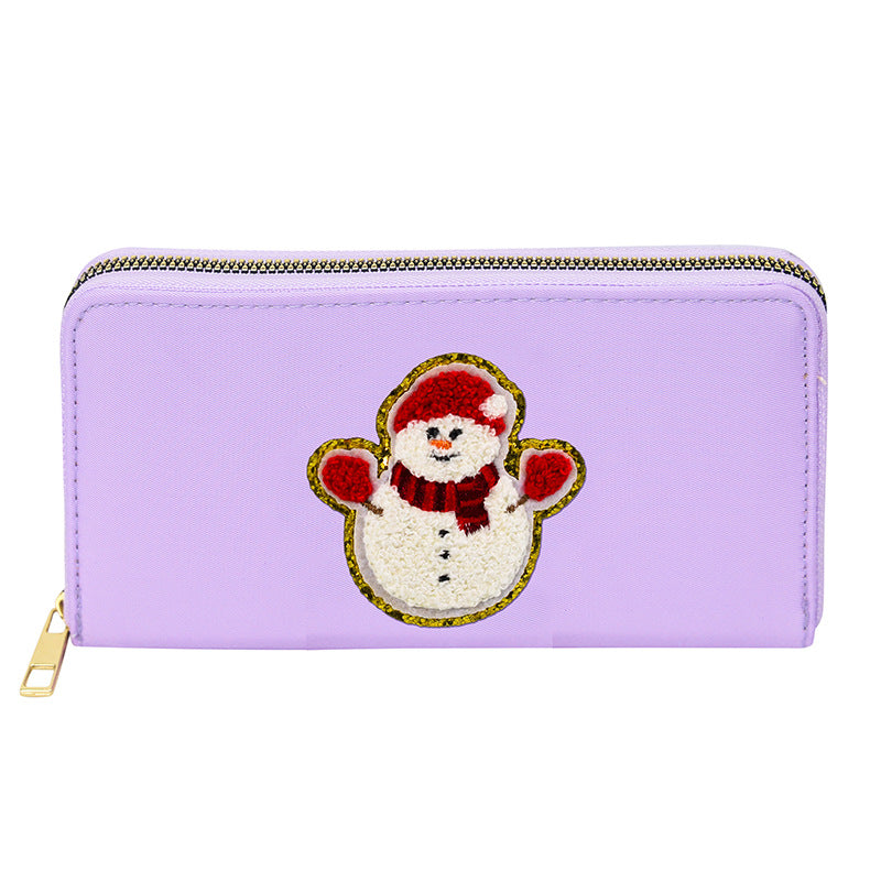 Cartera bordada con el alfabeto para mujer, monedero largo, tarjetero de nailon con cremallera, monedero multifuncional 