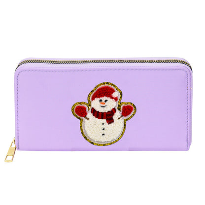 Cartera bordada con el alfabeto para mujer, monedero largo, tarjetero de nailon con cremallera, monedero multifuncional 