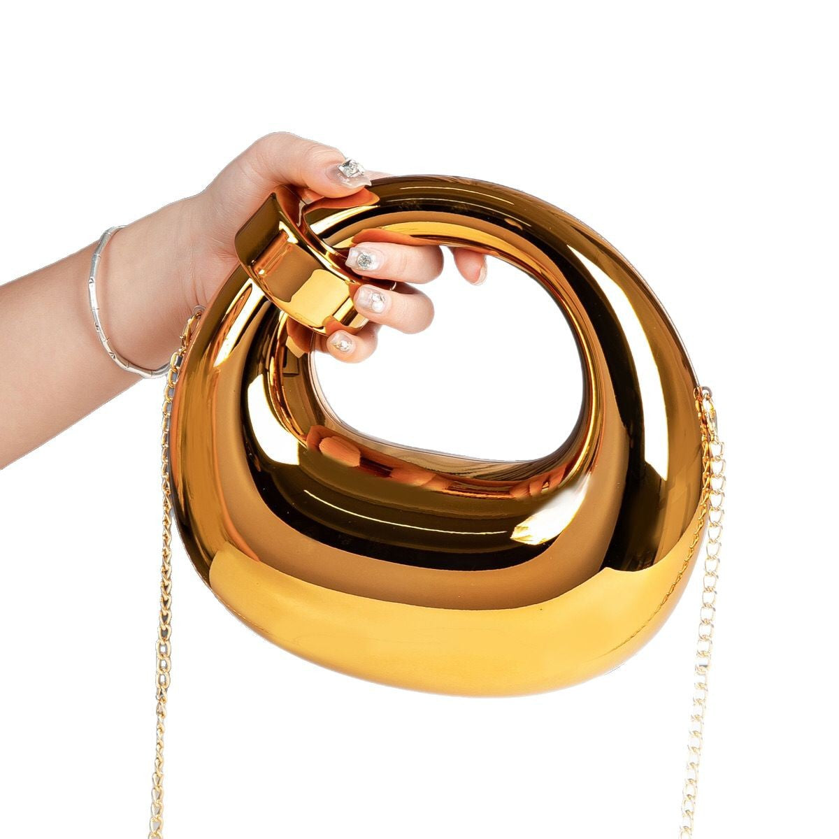 Acrylic gold box, goose egg shaped party purse, cloud shell evening clutch purse, messenger bag, clutch purse party, prom bag, party purse, prom bags clutch, Wedding purse