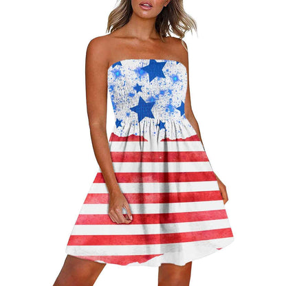 Printed Chest Wrap Dress Summer 3d Dress