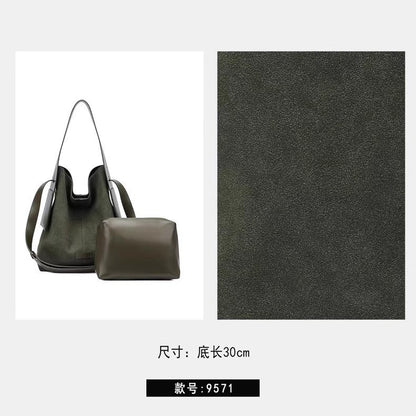 Bolso de mano tipo slouch de gran capacidad en ante, bolso de hombro de color liso, bolso hobo informal 