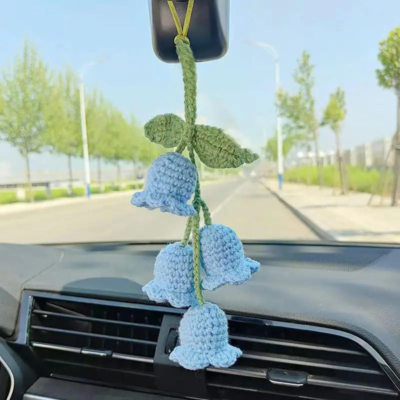Colgante de planta de coche Decoración de coche Colgante de espejo retrovisor Lana creativa en el coche