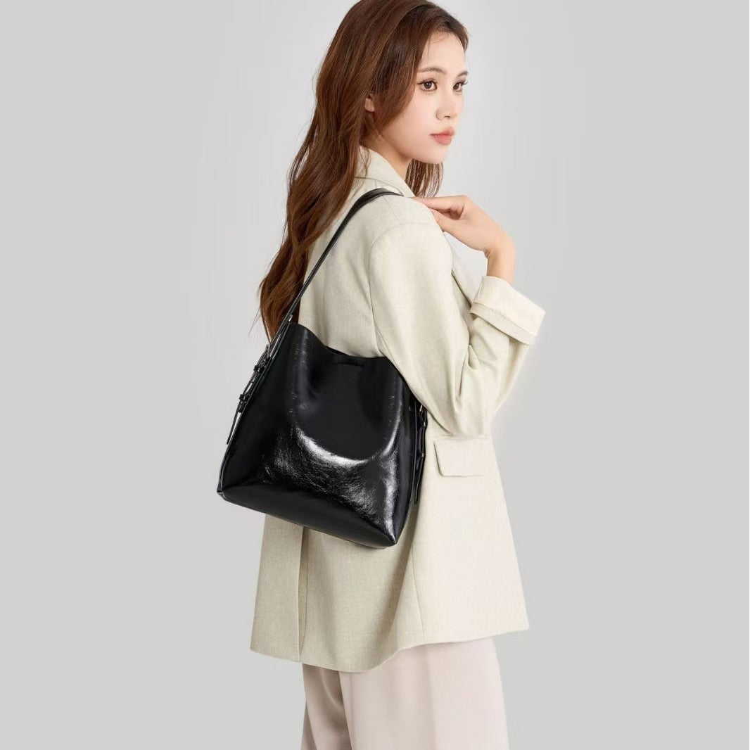 Bolso Hobo versátil para mujer – Bolso bandolera de gran capacidad con diseño tipo cubo en la sisa 