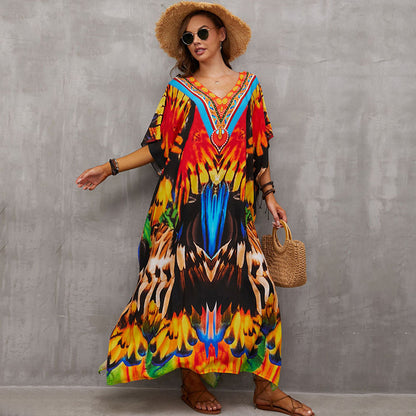 Rayon Engineered-Print Beach Robe ¨C Vacation Bikini Cover-Up, Women¡¯s Swimsuit Outerwear