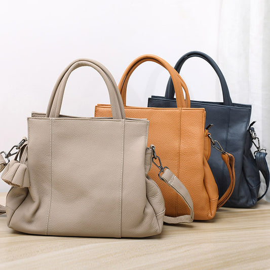 Bolso bandolera de piel auténtica para mujer, bolso hobo de piel auténtica, bolso bandolera minimalista de piel suave 