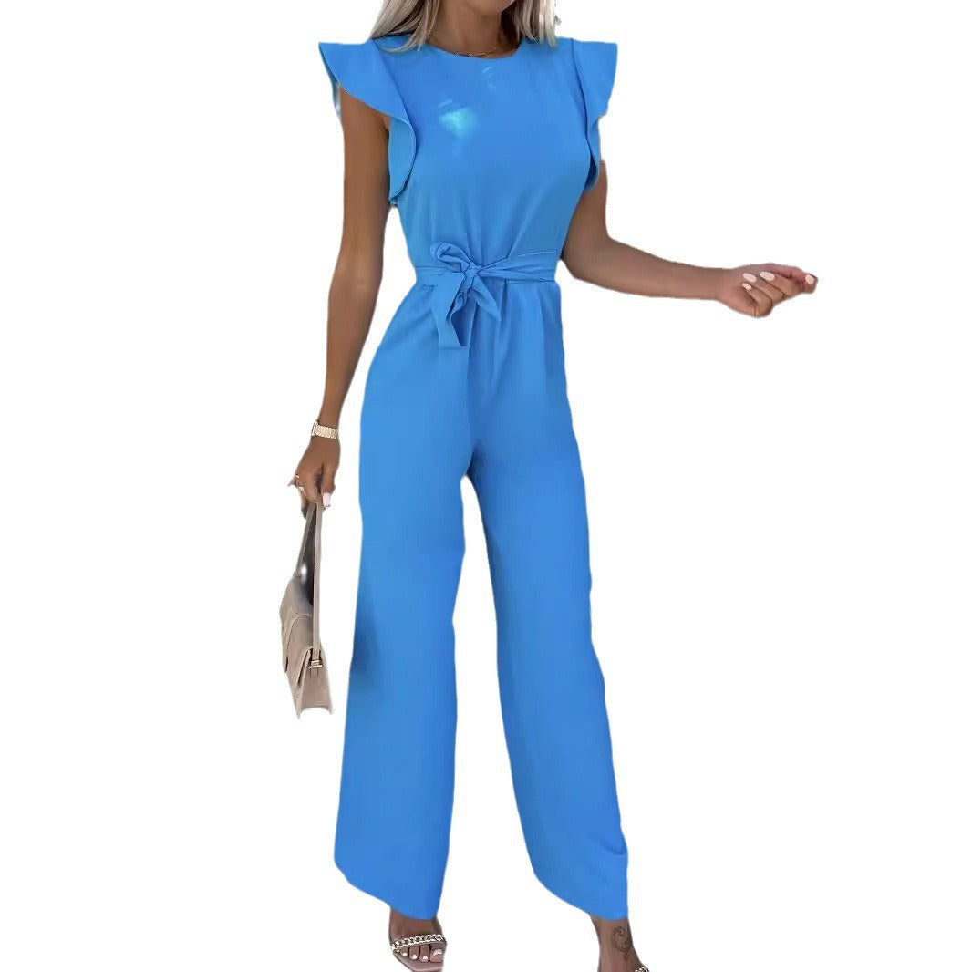 High Waist Commuter Strap-Up Jumpsuit - Summer Wide Leg Streetwear Jumpsuit -dropshippingabc.com